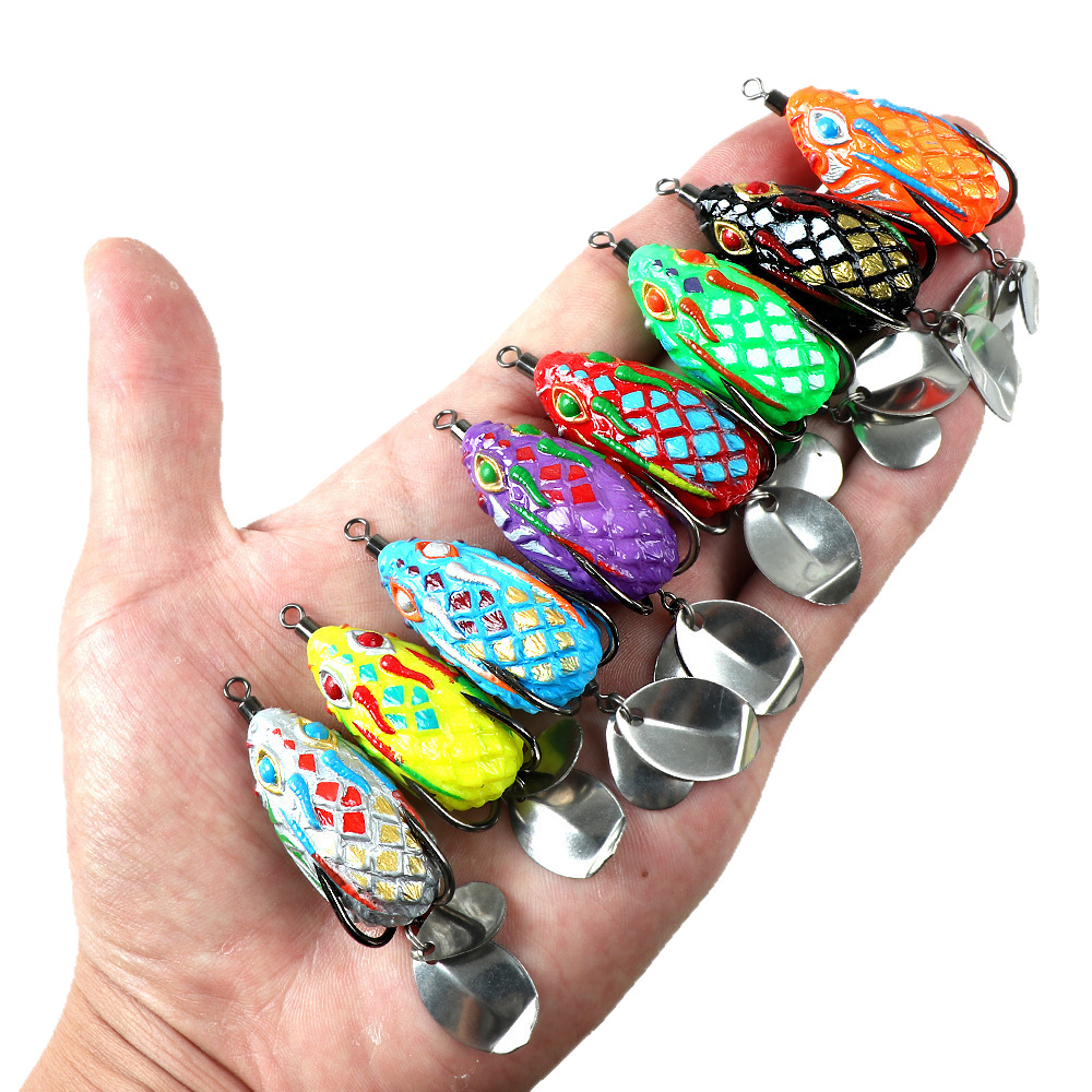 Fishing Lure Blade Bait - Leurre de pêche imitation grenouille noire,